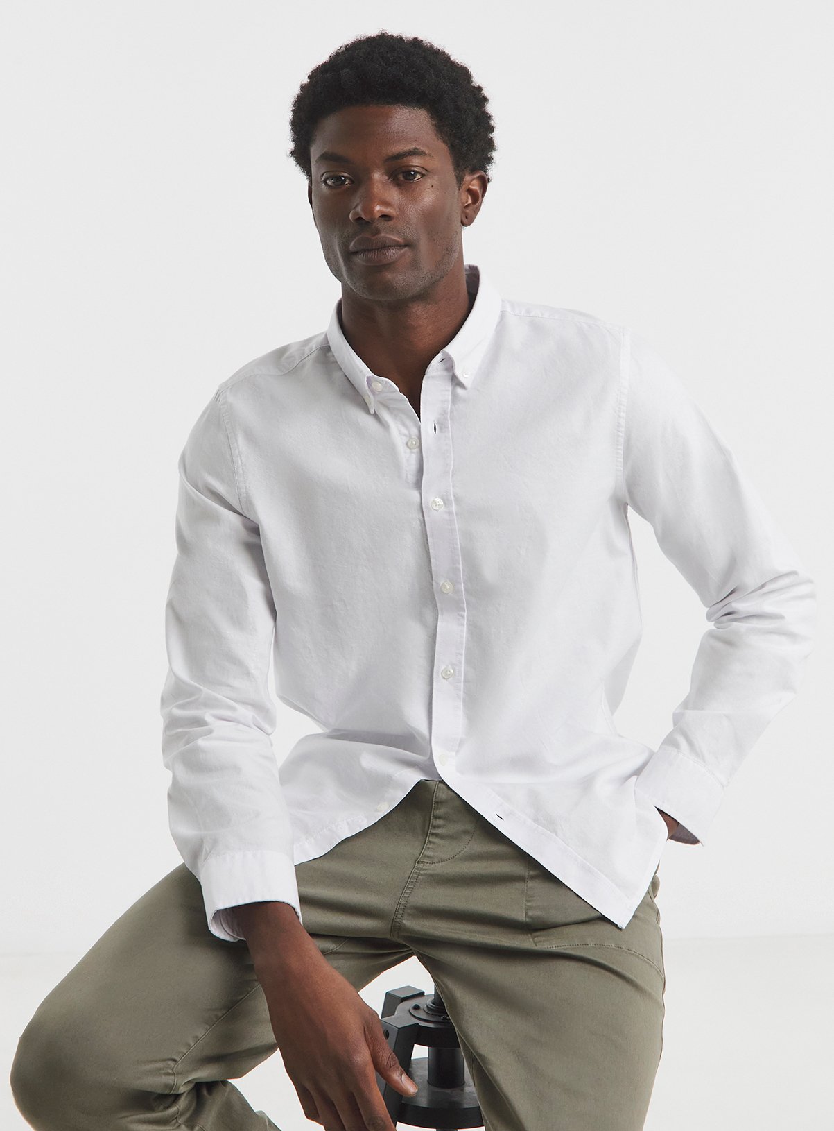 JACAMO Long Sleeve Oxford Shirt Regular White