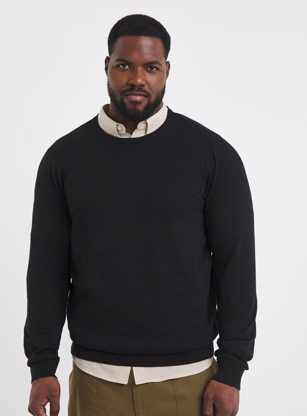 JACAMO Cotton Crew Neck Jumper Black XL