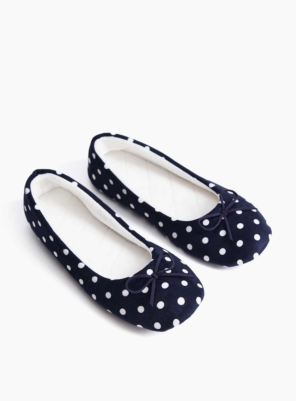 Navy Spot Ballerina Slippers 