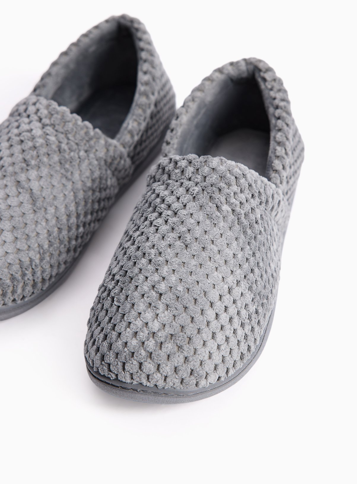 Grey Popcorn Texture Full Slippers 