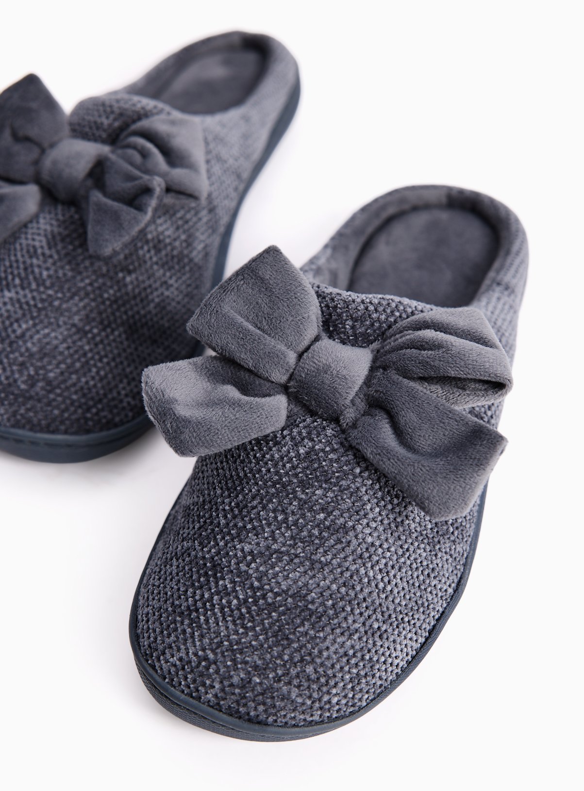 Charcoal Velour Cupsole Slippers 