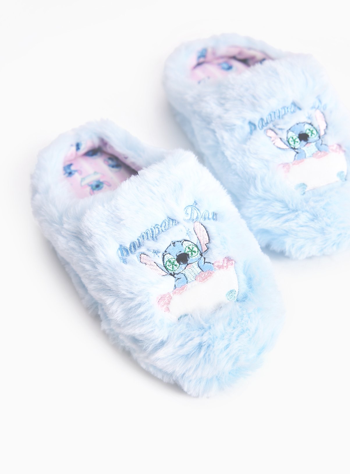 Lilo & Stitch Blue Embroidered Mule Slippers 