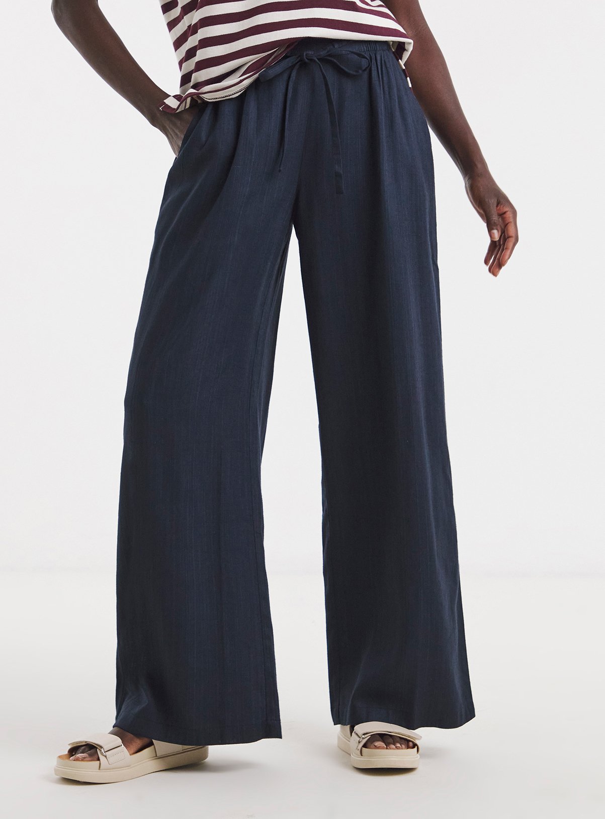 JD WILLIAMS Linen Mix Wide Leg Trousers 