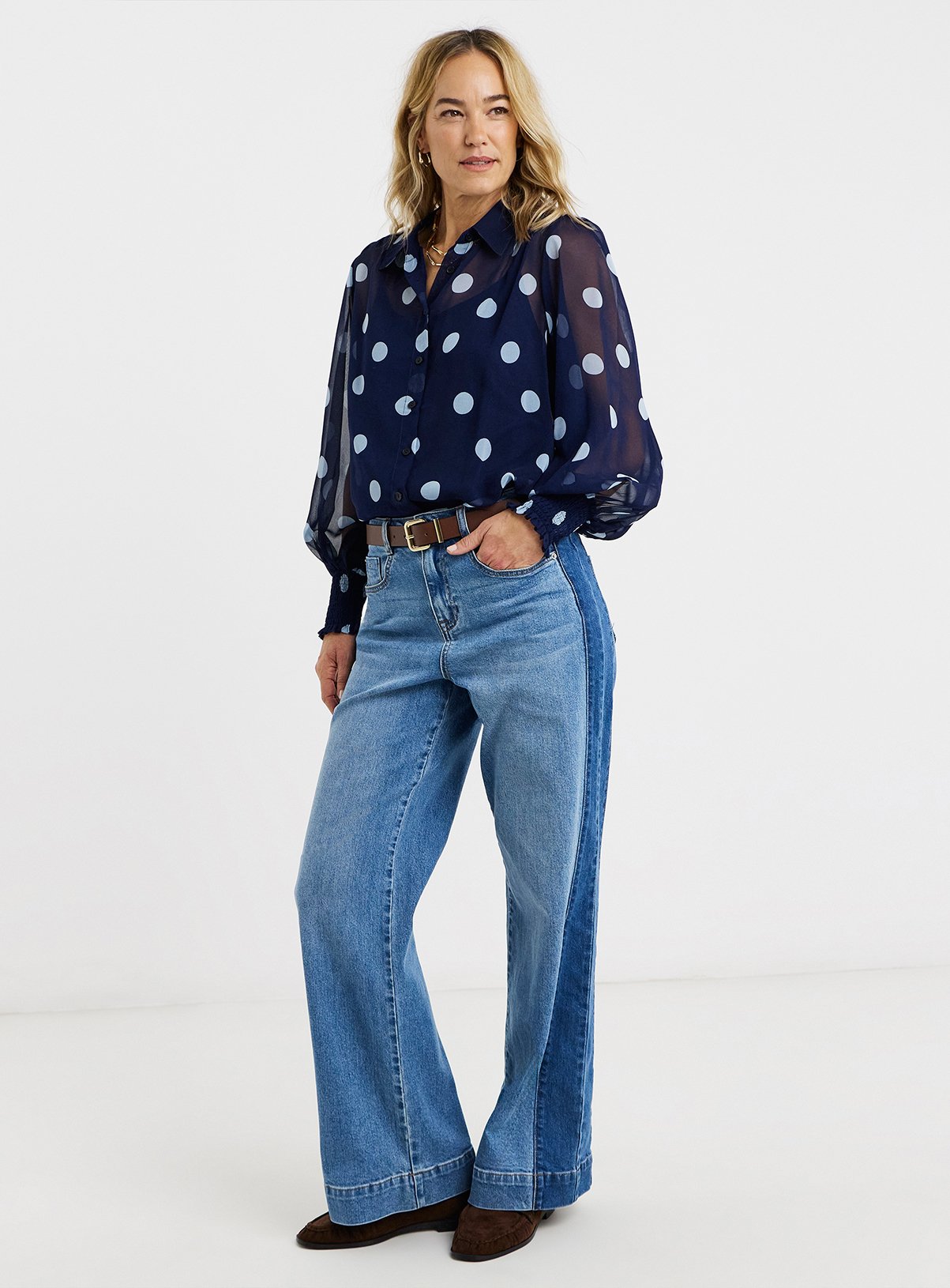 JD WILLIAMS Printed Volume Sleeve Shirt 