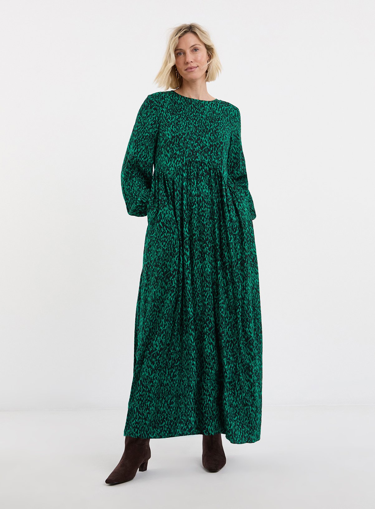 JD WILLIAMS Shaped Waist Seam Animal Print Tea Dress 