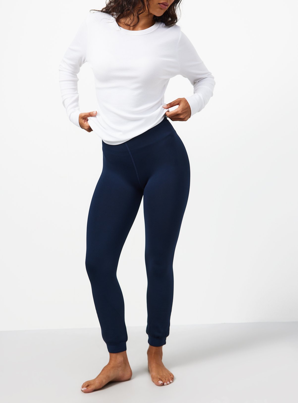 Navy Thermal Faux Fur Lined Leggings 