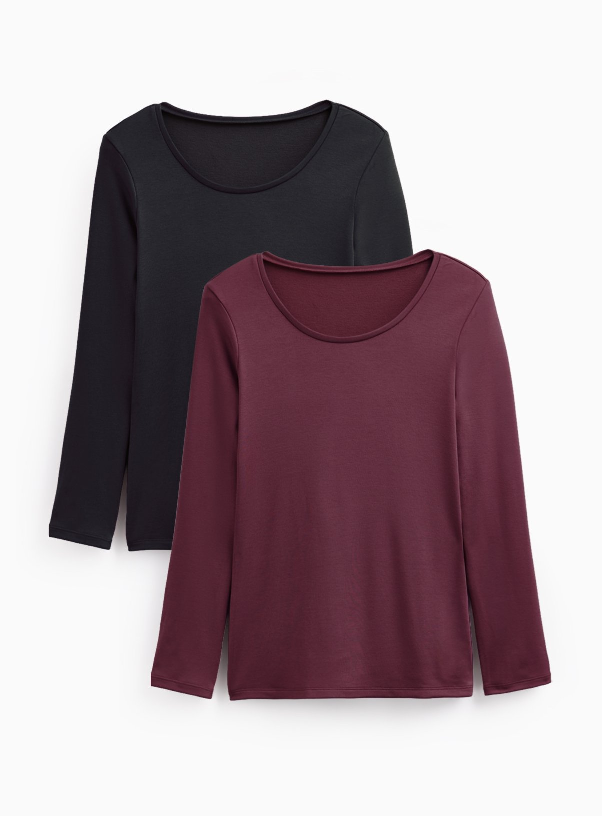Black & Burgundy Thermal Long Sleeve Top 2-Pack 