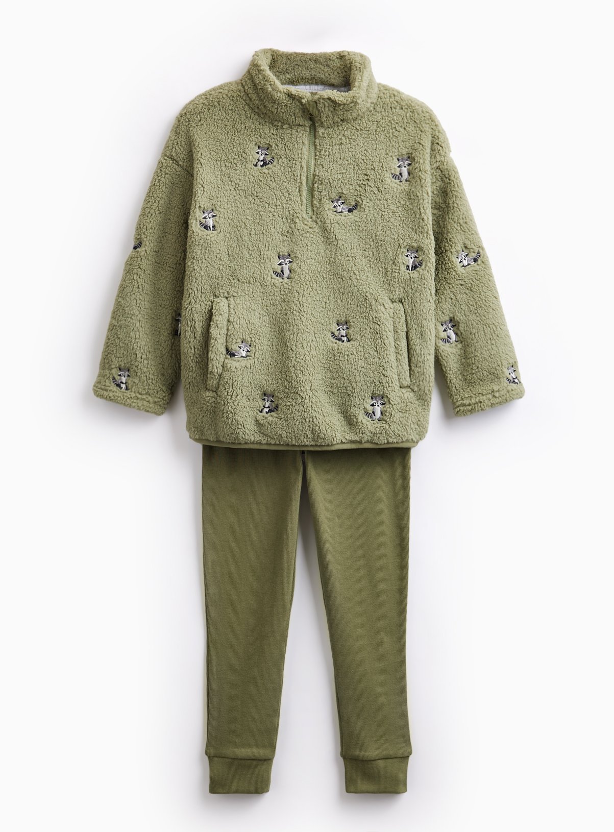 Green Animal Embroidered Borg Cosy Set 