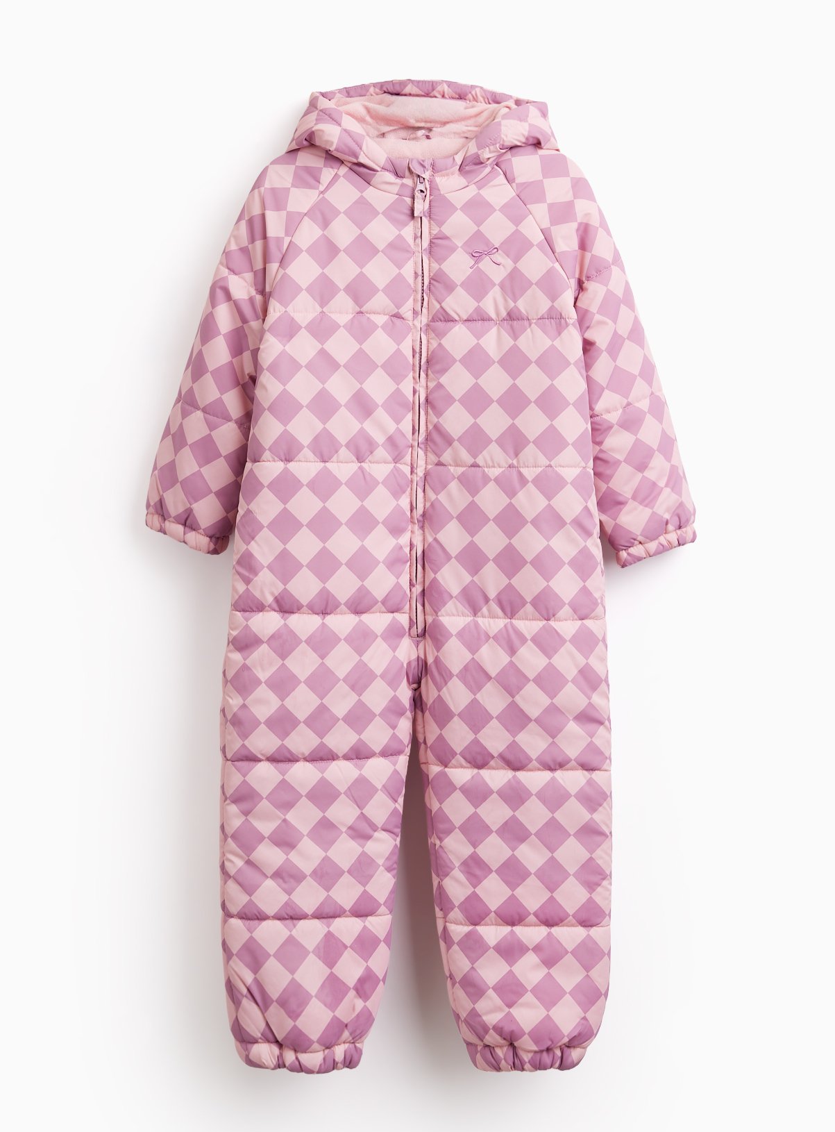 Pink Harlequin Print Snowsuit 