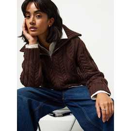 Chunky Cable Zip-Through Cardigan