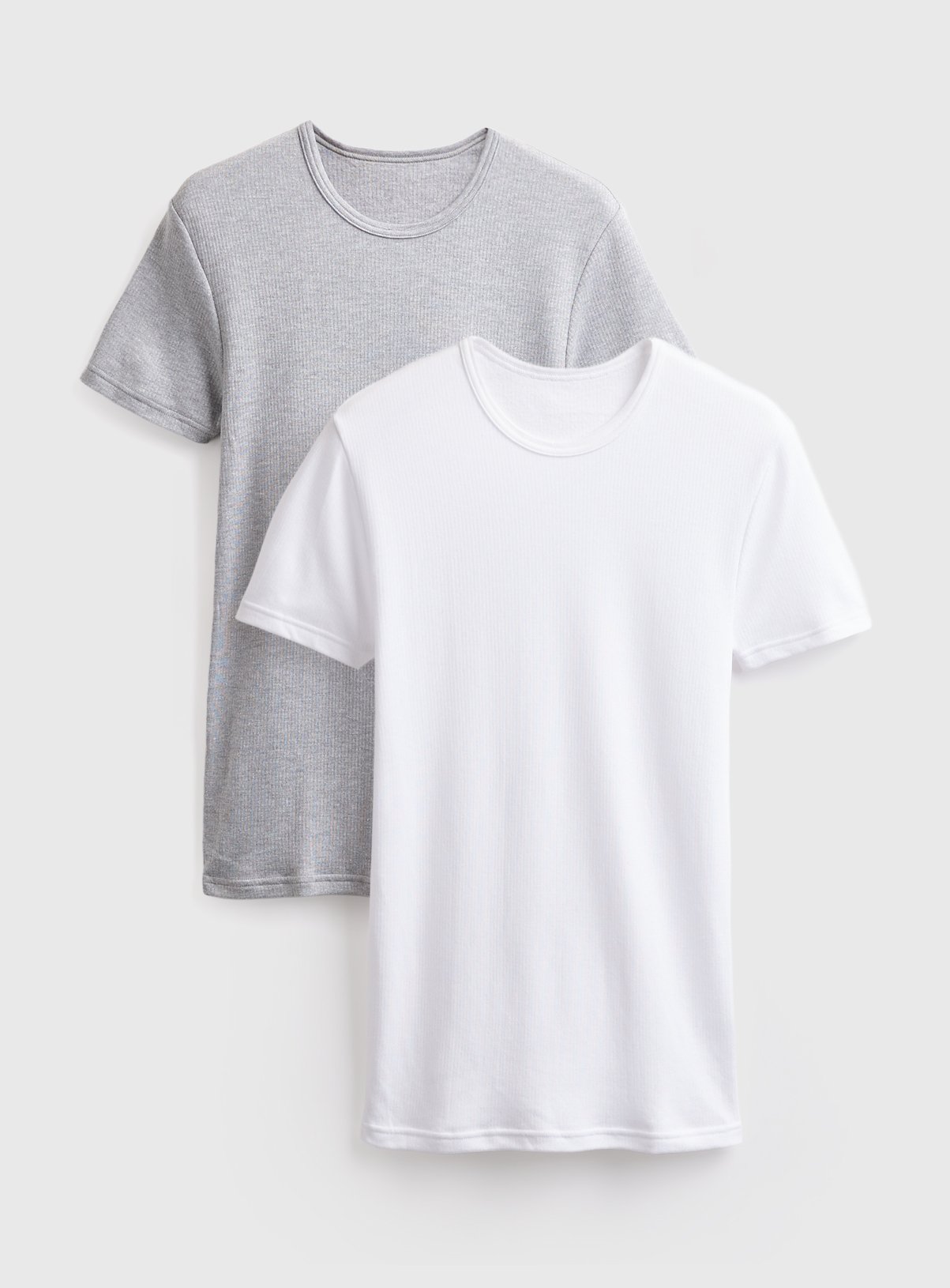 Grey & White Thermal Short Sleeve Tops 2 Pack XXXL