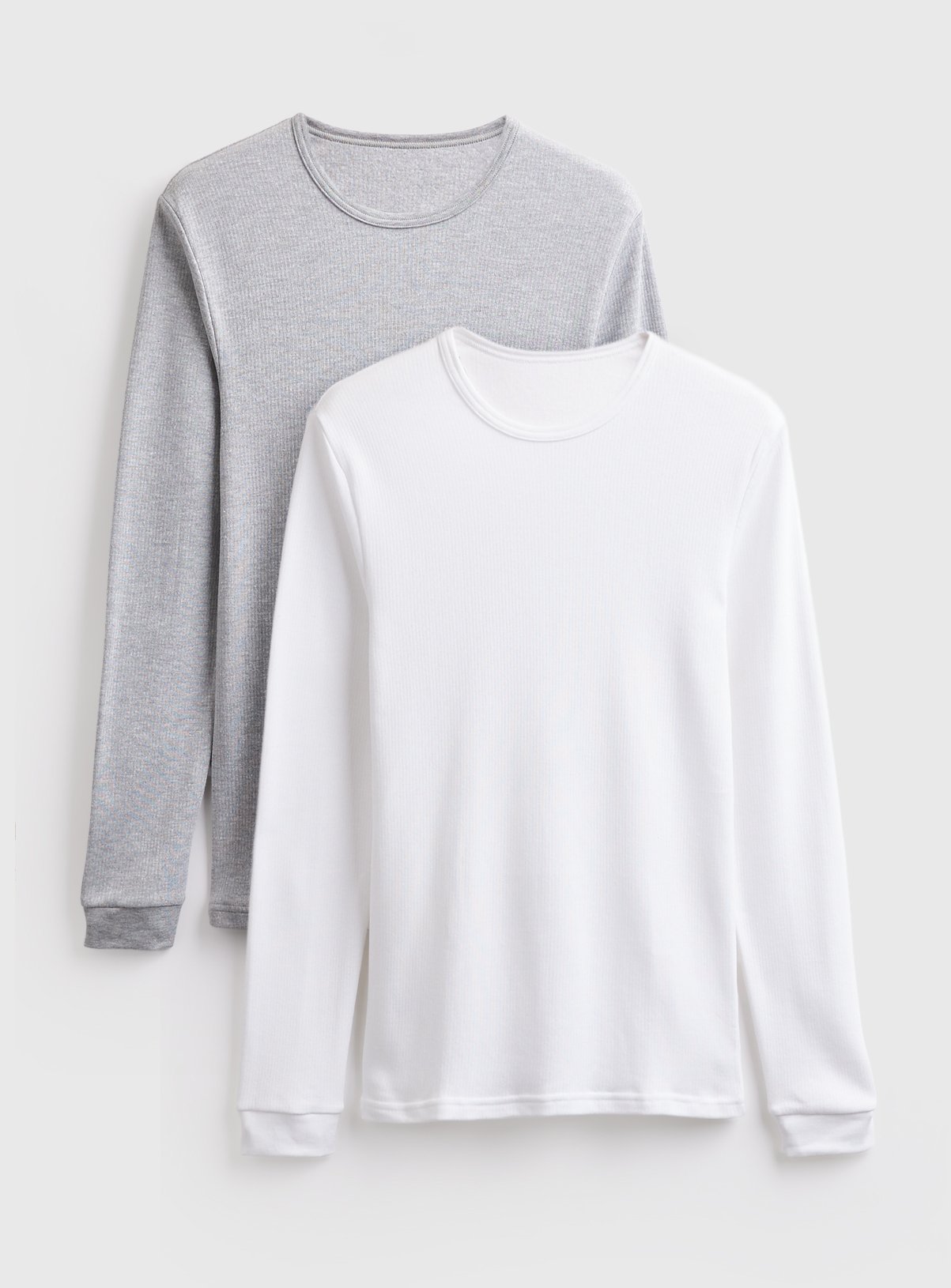 Grey & White Thermal Long Sleeve Tops 2 Pack XXXL