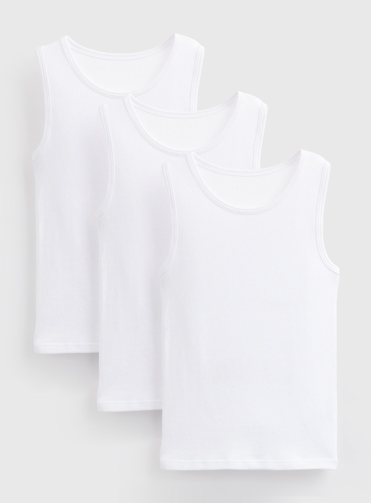 White Thermal Built-Up Shoulder Vests 3 Pack 