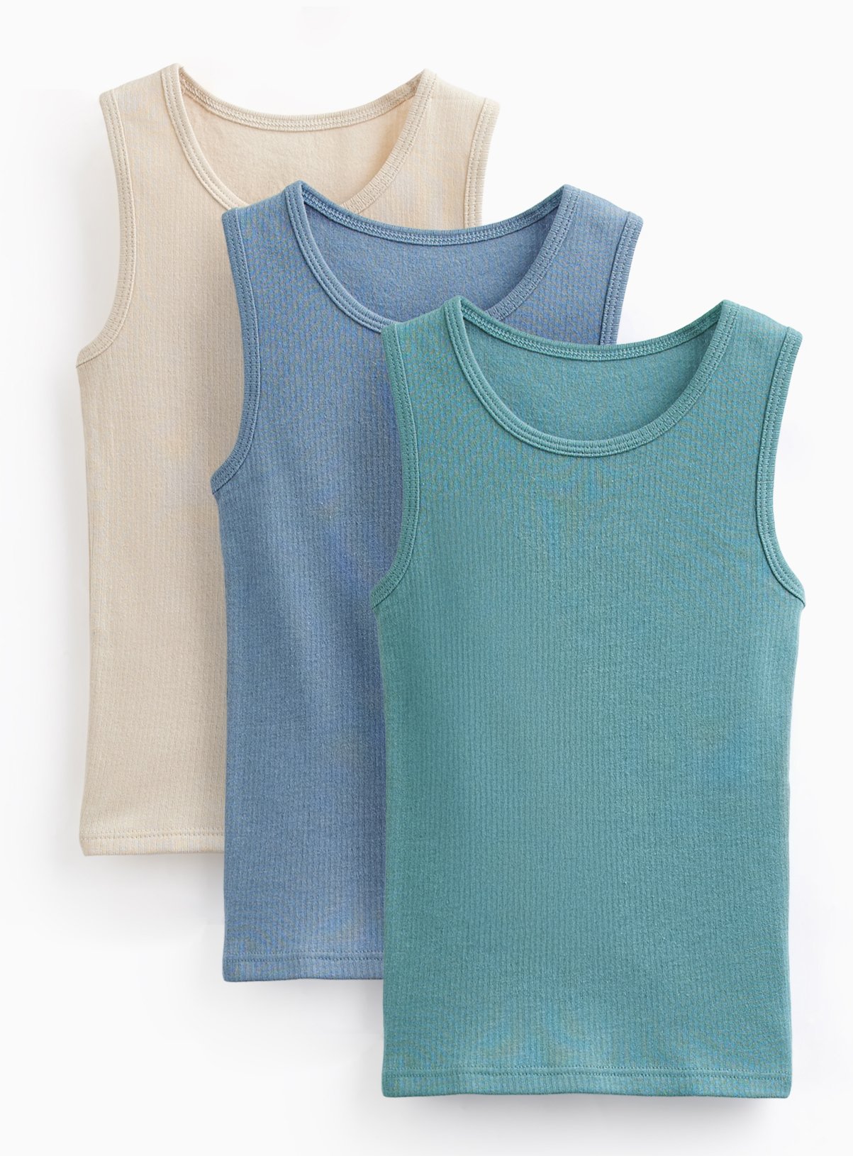 Blue, Teal & Cream Thermal Vests 3-Pack 