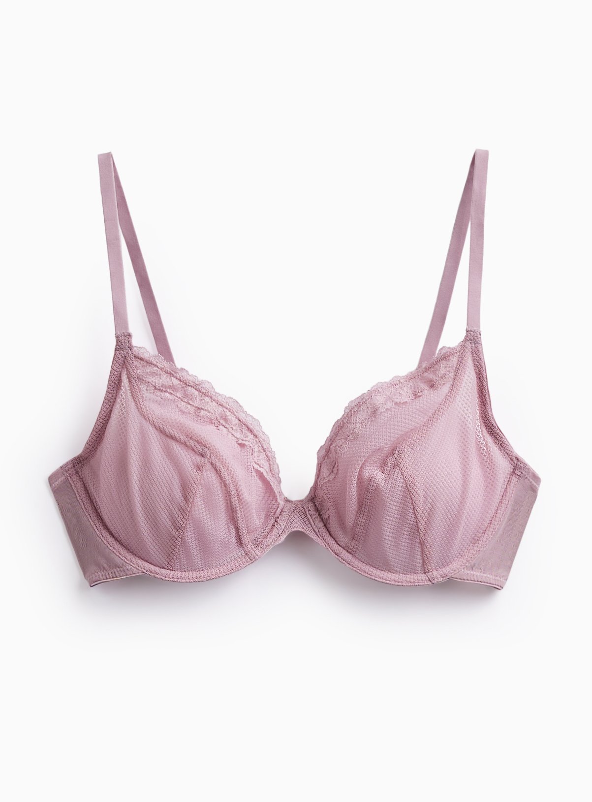Mia Pink Lace Wired Non Pad Plunge Bra 