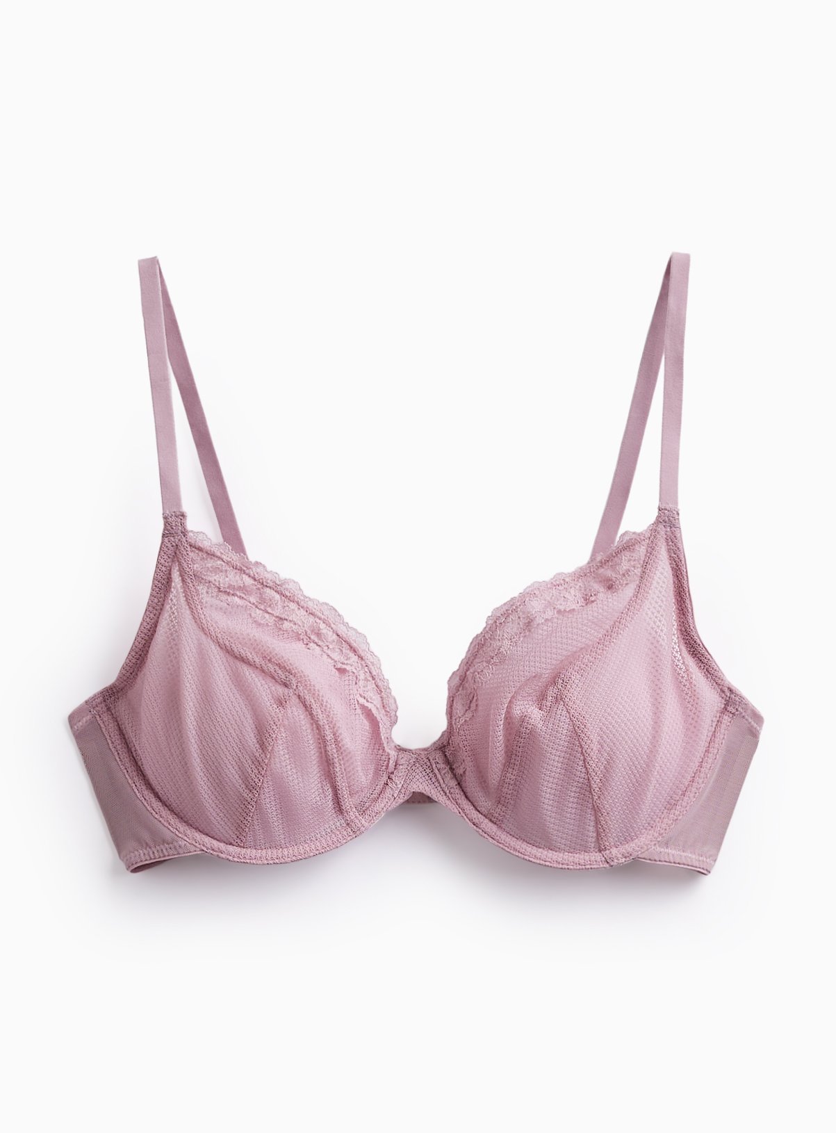 Lilac Lace Wired Non Pad Plunge Bra 