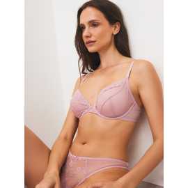 Mia Pink Lace Wired Non Pad Plunge Bra