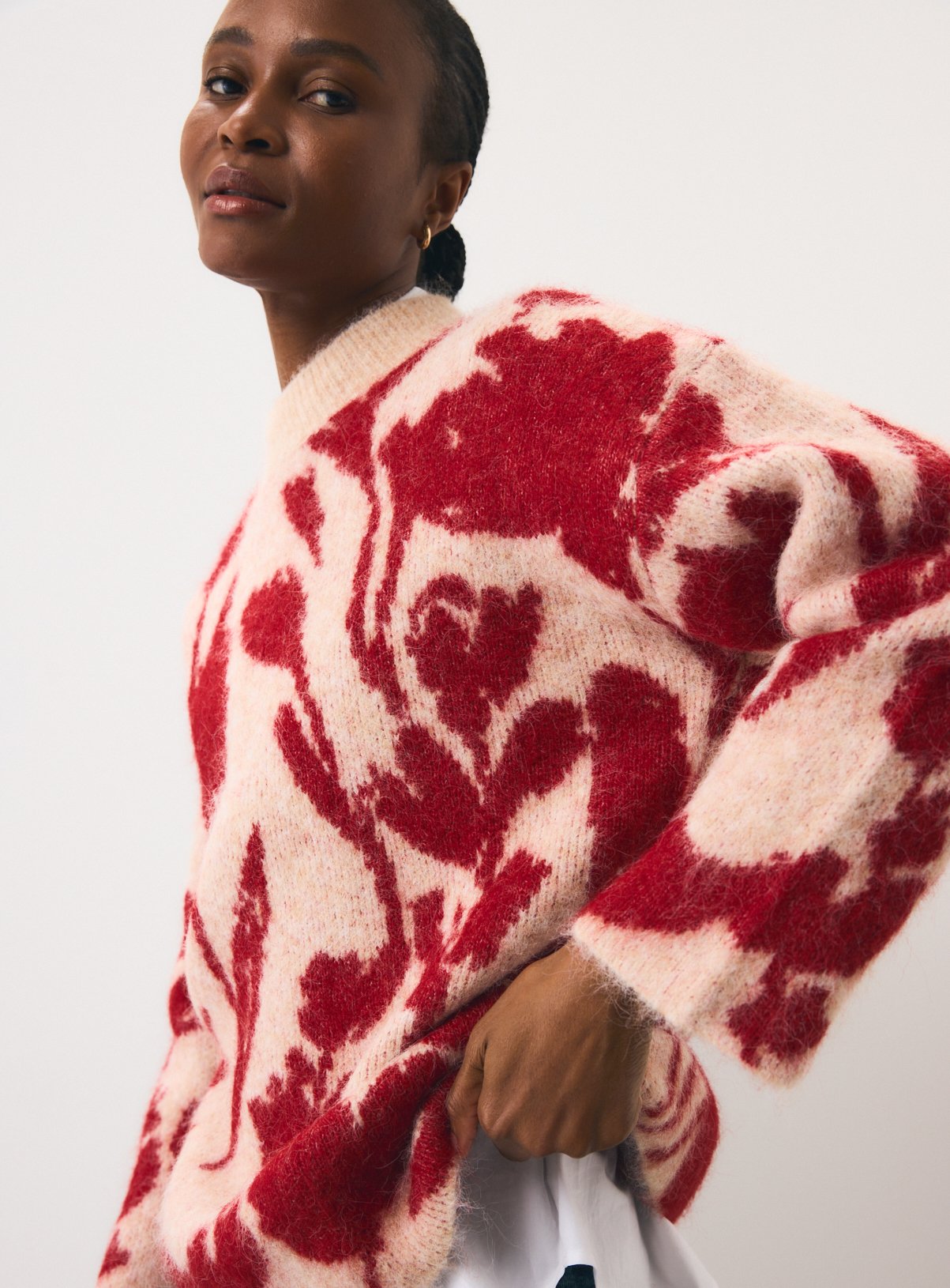 Brushed Floral Oversized Jumper 
