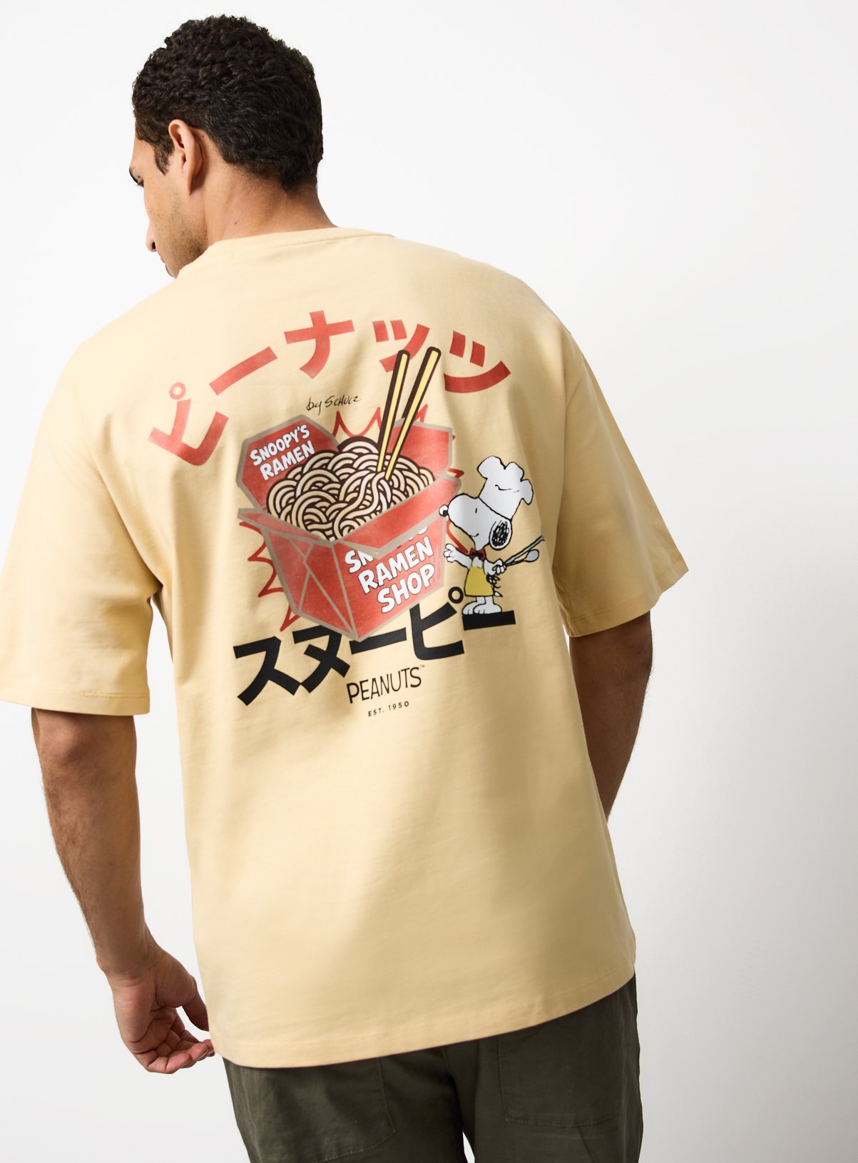 Yellow Snoopy Ramen Graphic Relaxed Fit T-Shirt