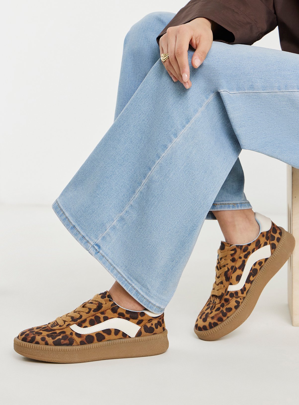 SIMPLY BE Chunky Retro Leopard Print Trainer Wide Fit 