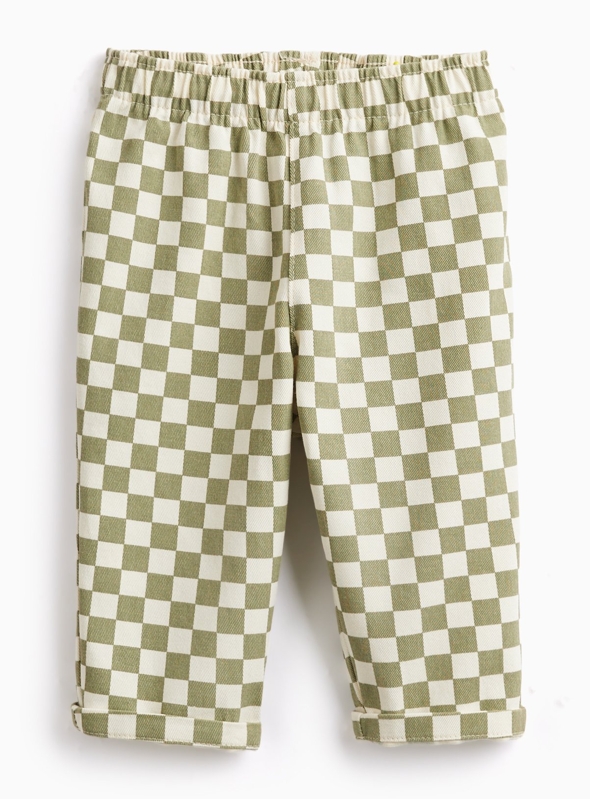 Green Checkerboard Print Trousers 