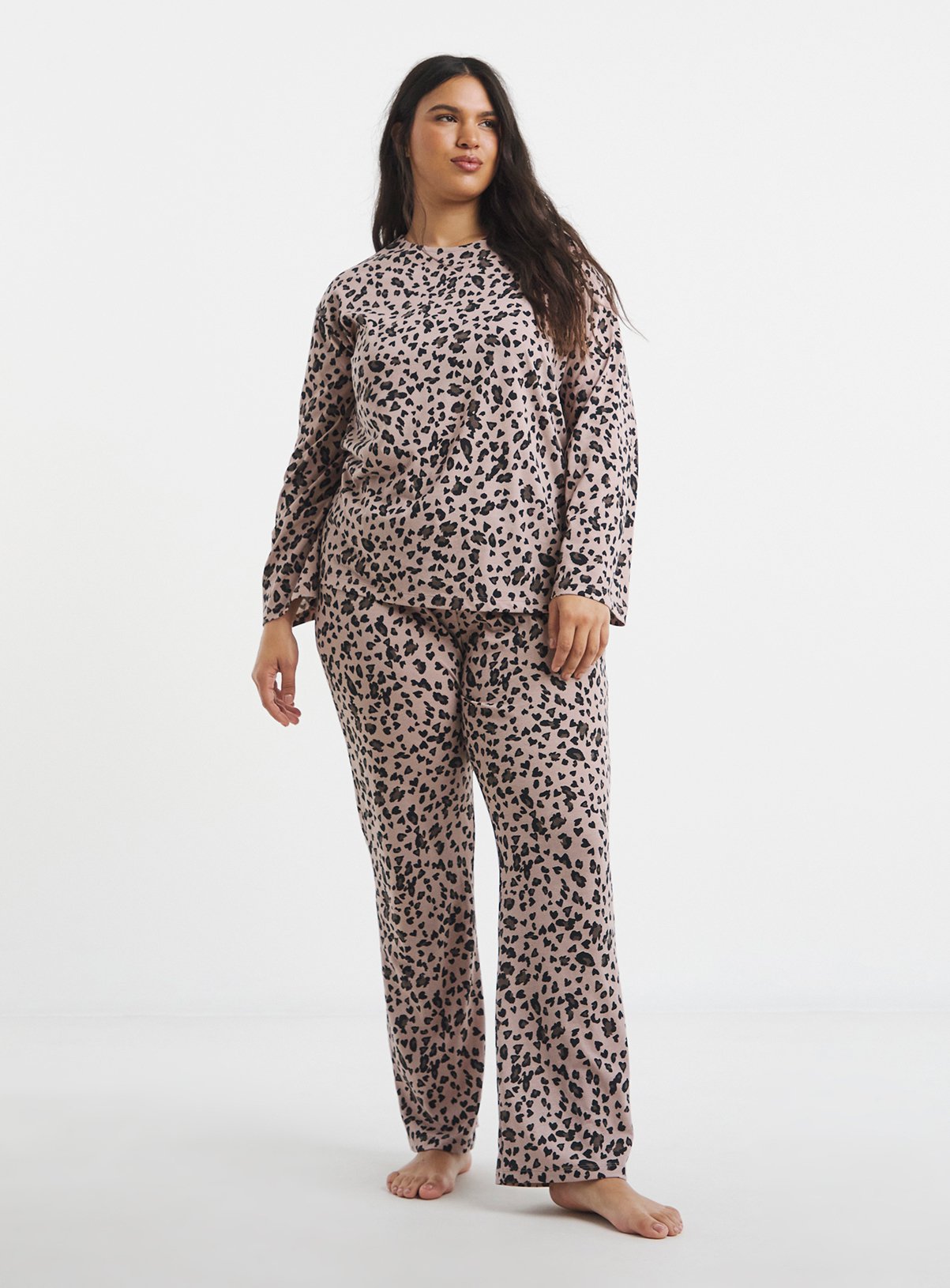 SIMPLY BE Value 2 Pack Leopard Pyjama Set 