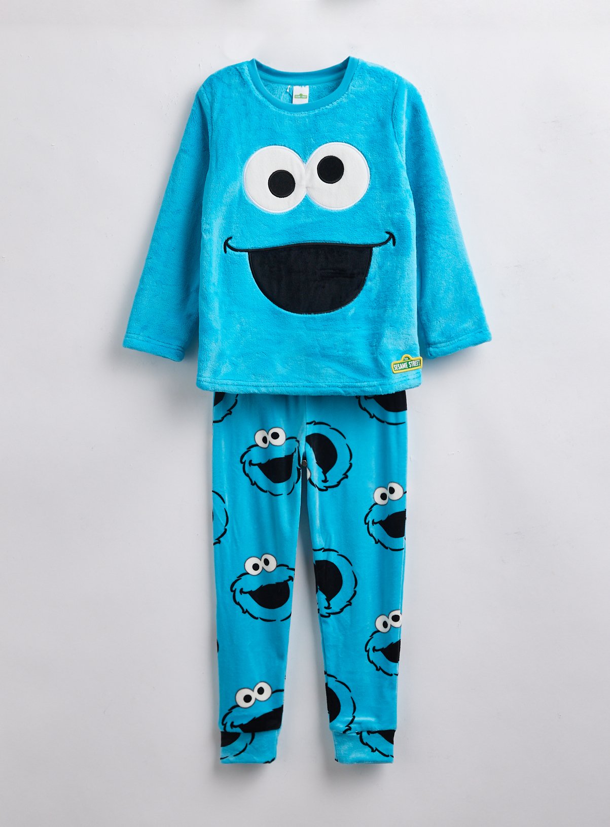 Blue Cookie Monster Fleece Pyjama Set 
