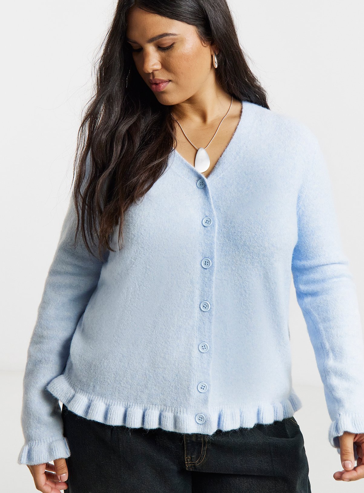 SIMPLY BE Frill Cardigan Blue 
