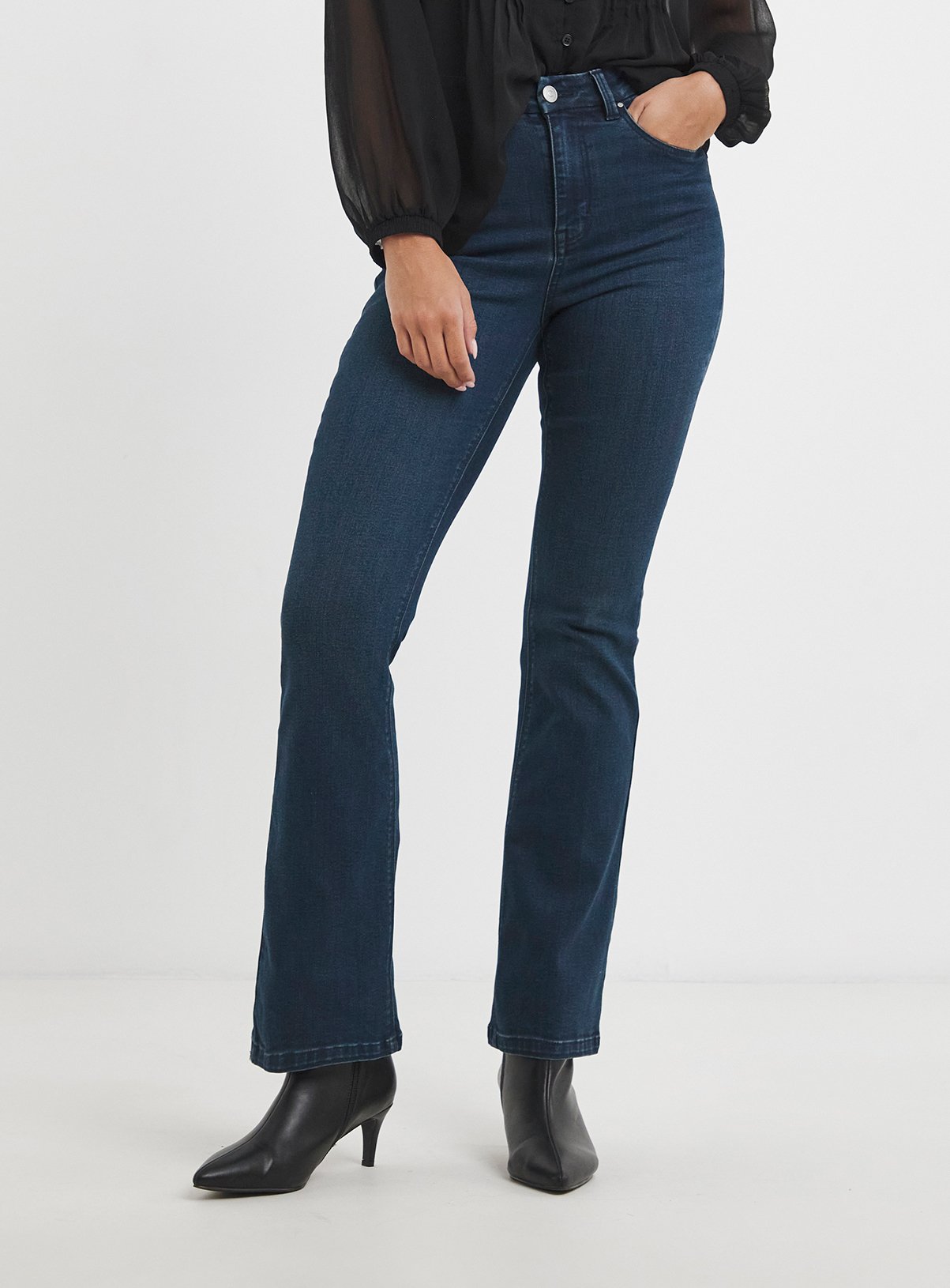 SIMPLY BE Highwaisted Super Stretch Flared Jean Blue 