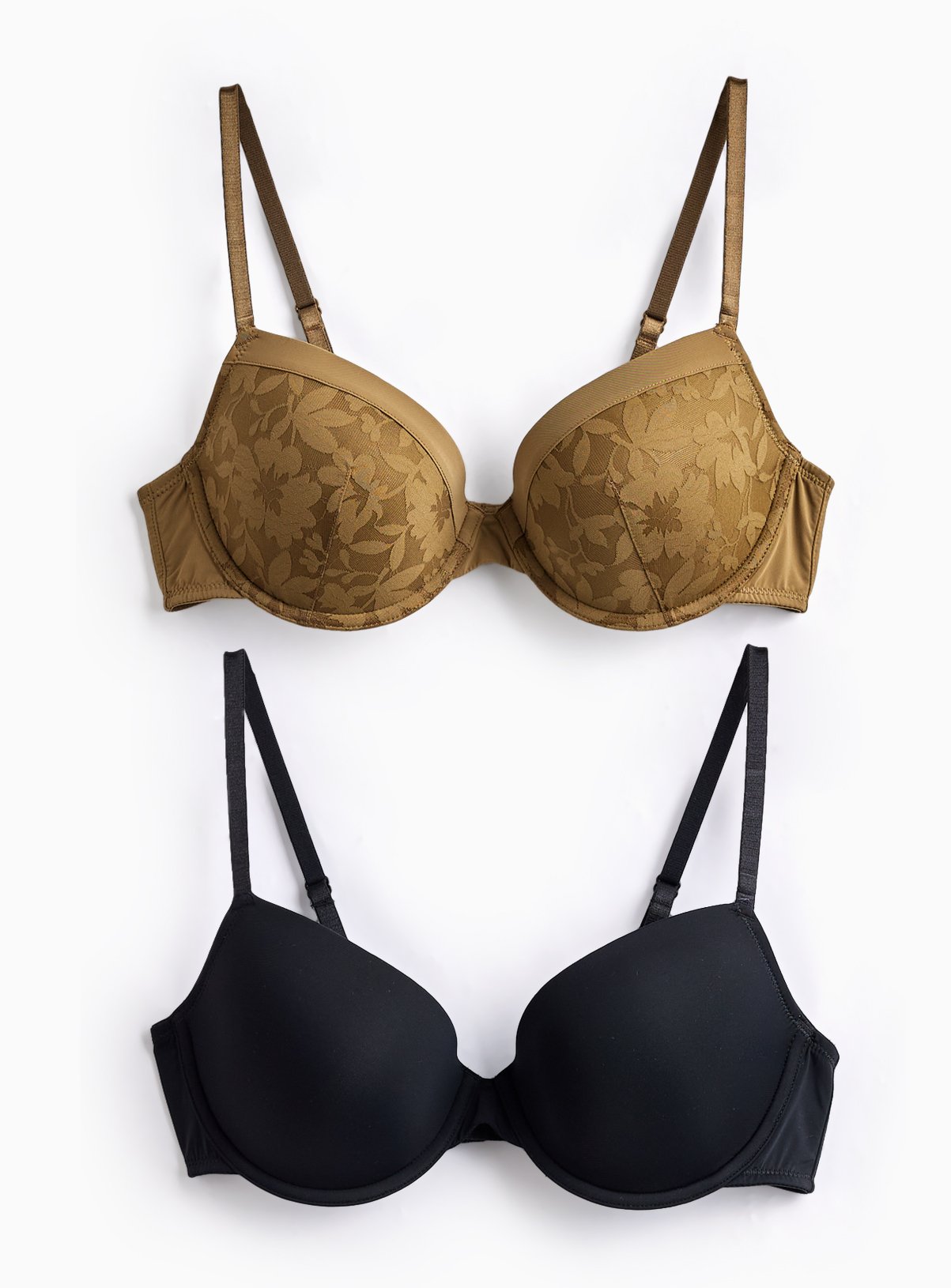 Olive Green Padded Wired Plunge Bras 2 Pack 