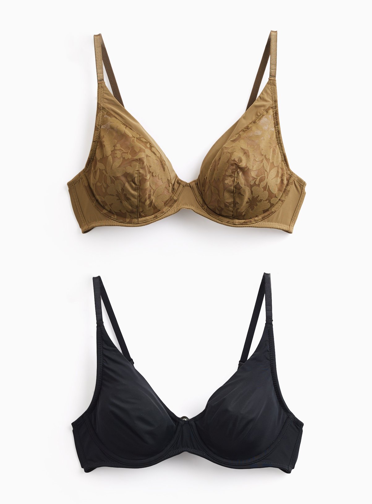 Olive Green Non Padded Wired Plunge Bras 2 Pack 