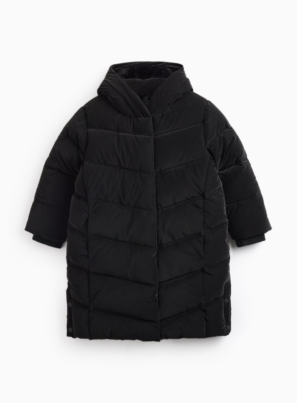 Black Longline Duvet Puffer Coat 