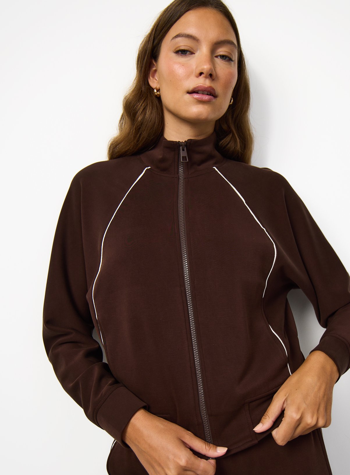 Funnel Neck Zip Through Bomber Co-ord Jacket 