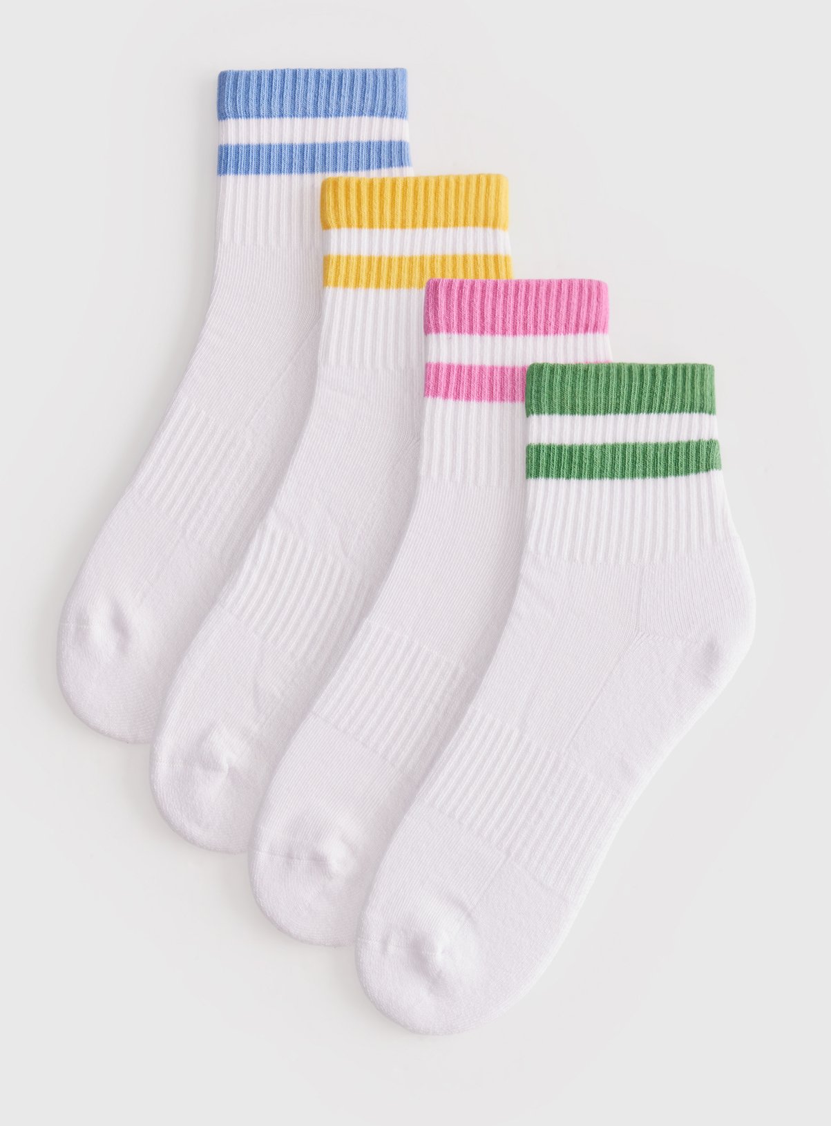 White Stripe Detail Cropped Ankle Socks 4 Pack 4-8