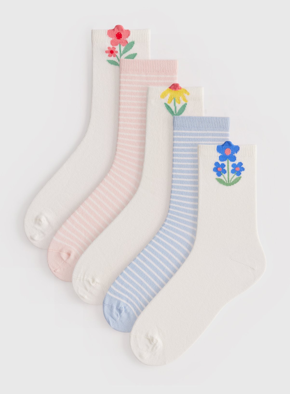 3D Flower Ankle Socks 5 Pack 4-8