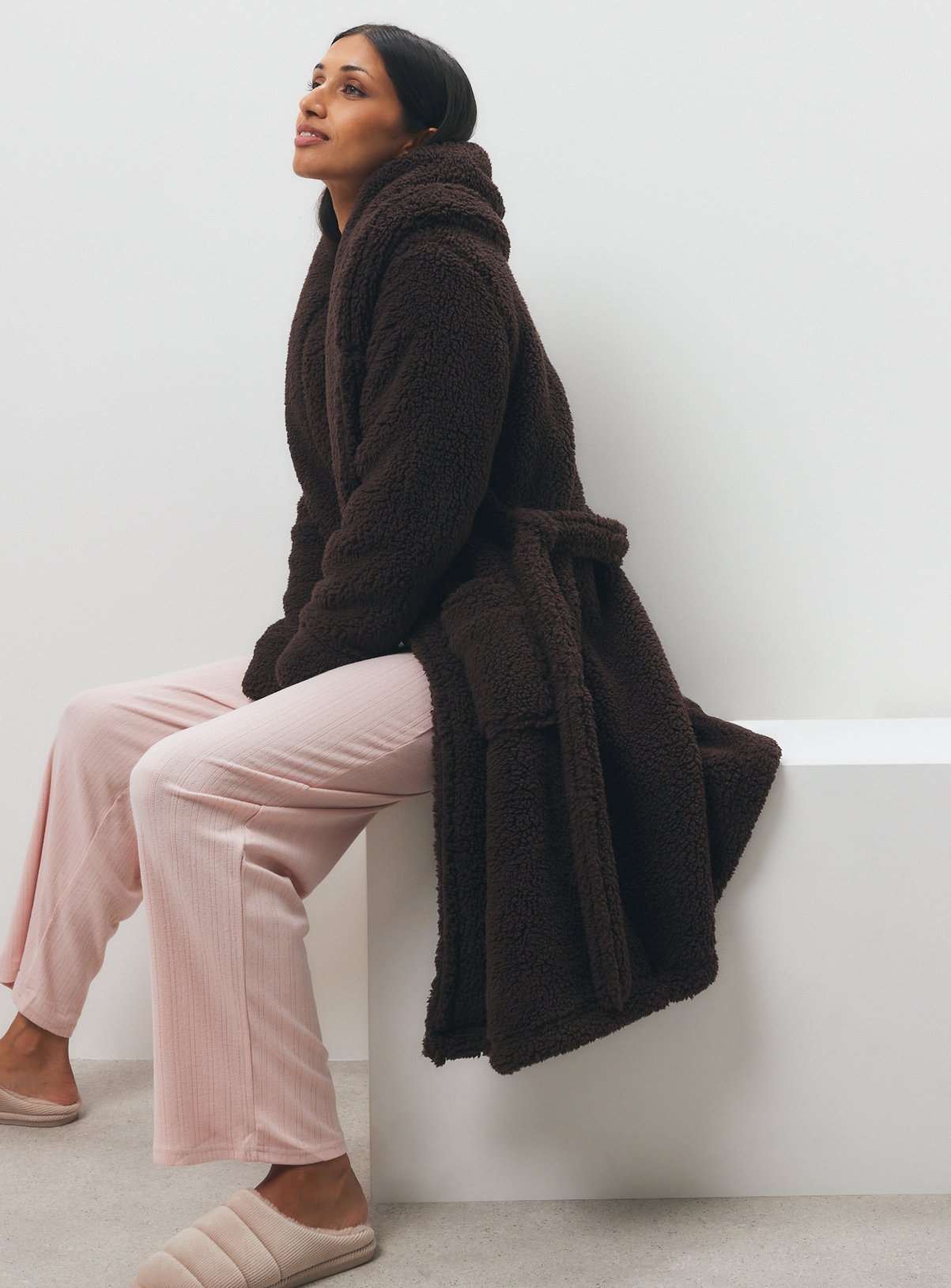 Brown Borg Hooded Dressing Gown  