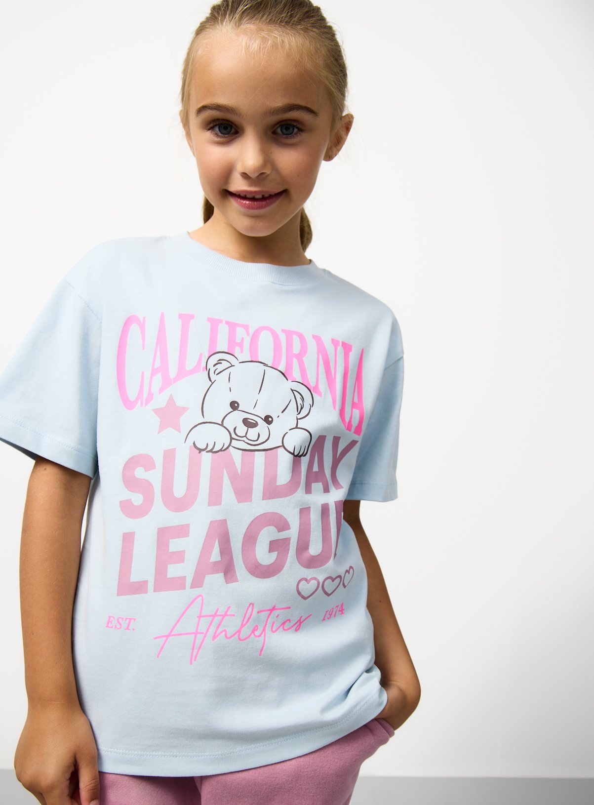 Blue California Bear Graphic T-Shirt 