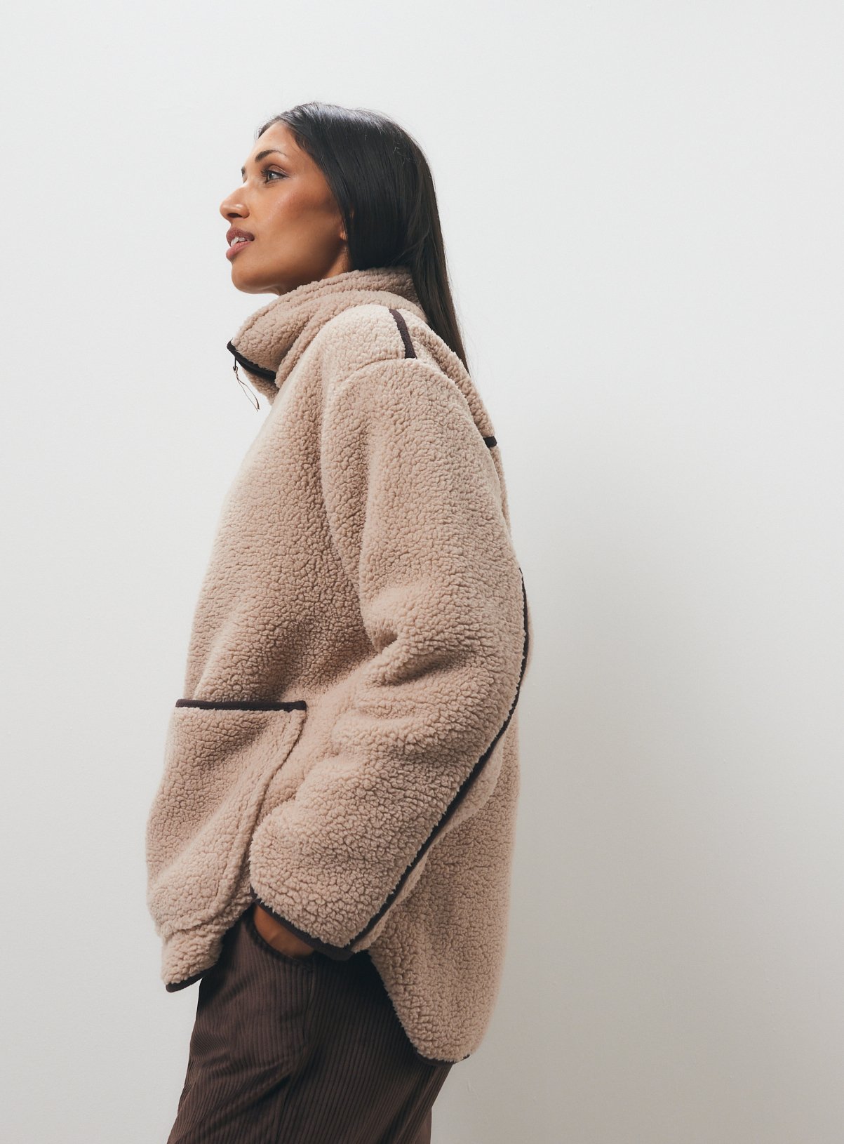 Neutral Borg Zip-Through Cosy Top 