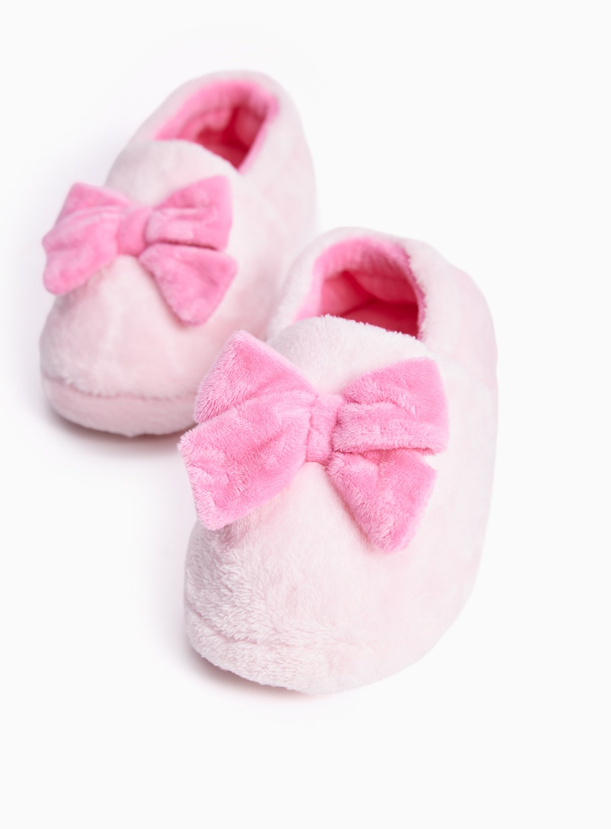 Pink Bow Detail Fluffy Full Slippers 