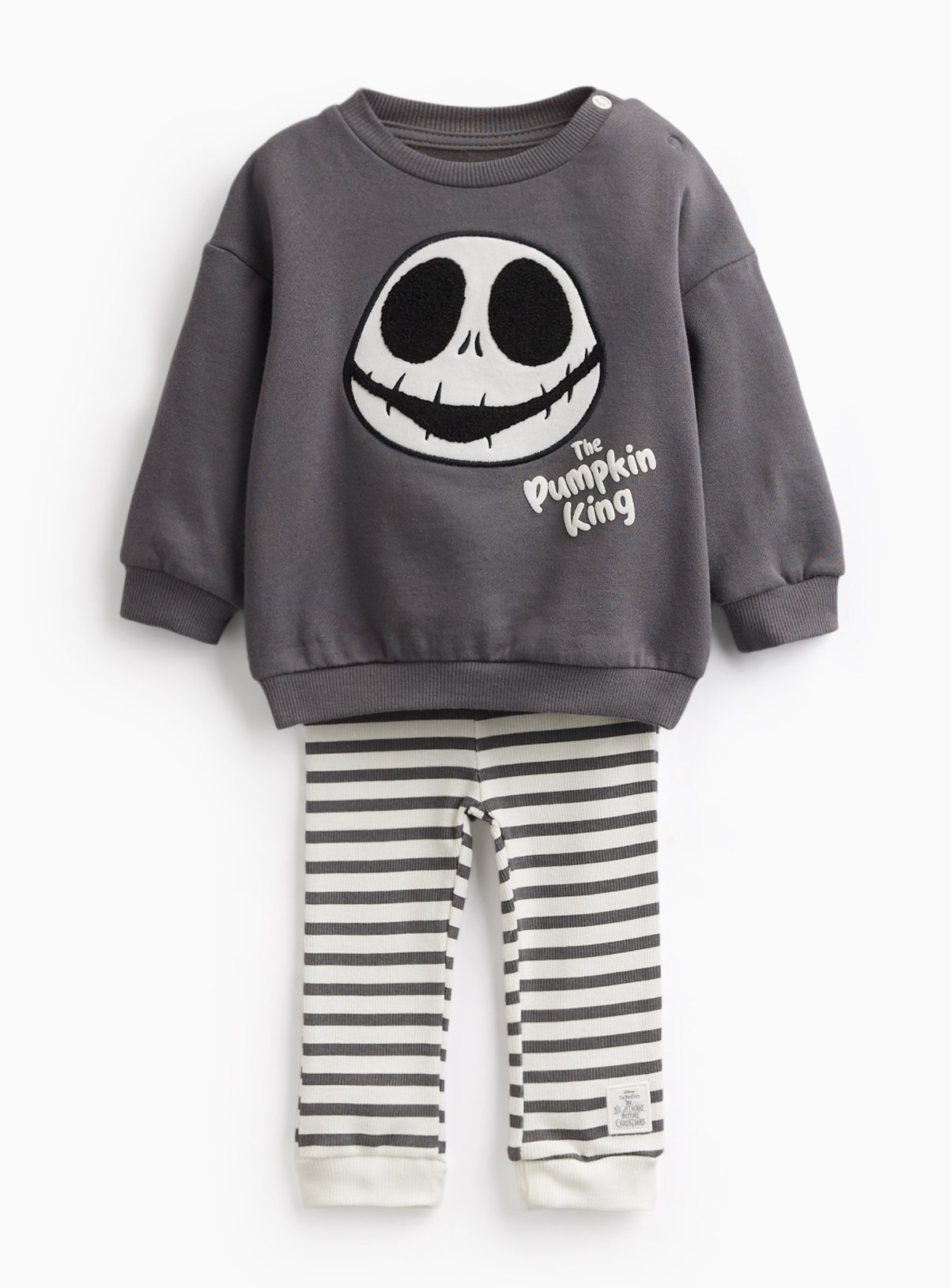 Black Jack Skellington Halloween Print Sweatshirt & Leggings Set Up to 3 mths