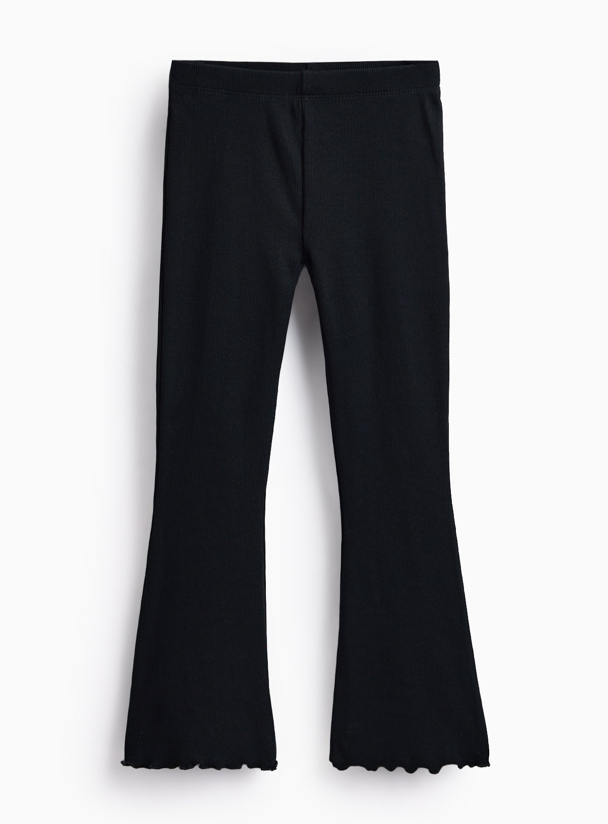 Black Ribbed Flare Leggings  7 years