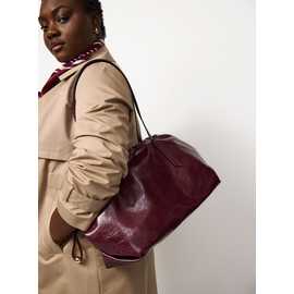 Dark Red Drawstring Gathered Top Shopper Bag One Size