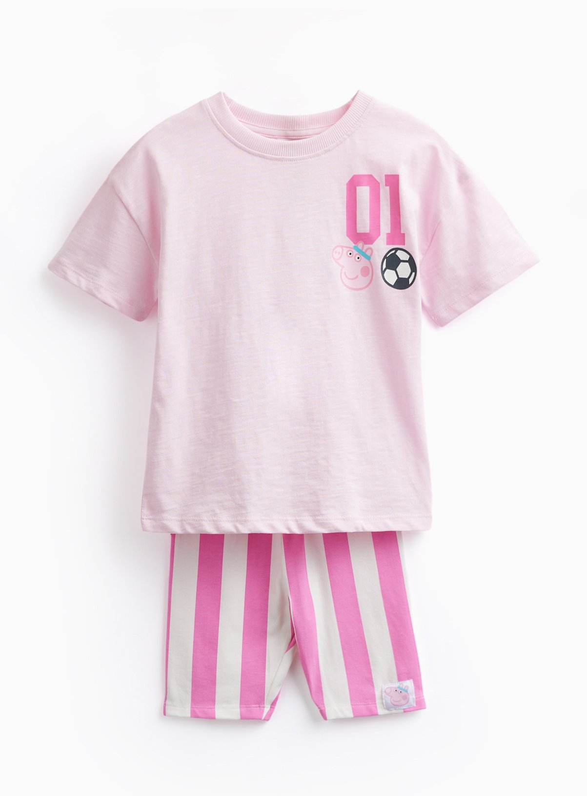 Pink Peppa Pig Football Print T-Shirt & Shorts Set 