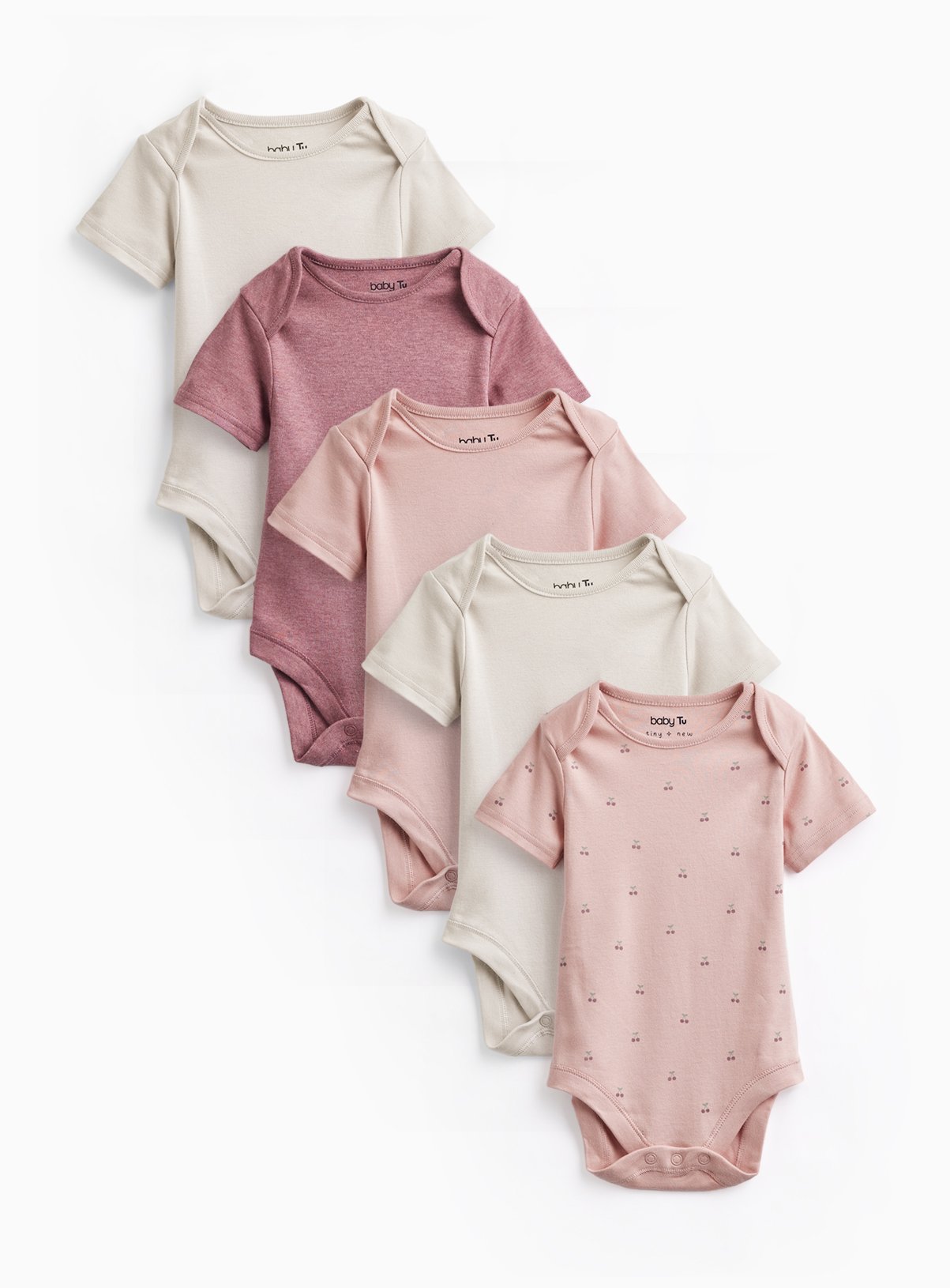 Pink Shades Short Sleeve Bodysuits 5 Pack Up to 3 mths