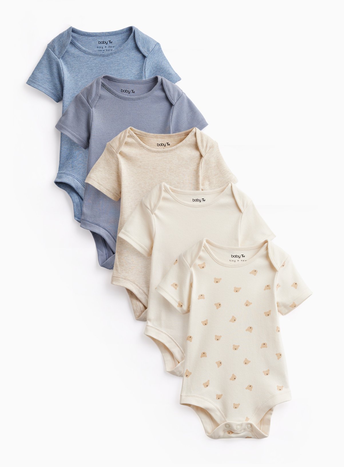 Blue Shades Short Sleeve Bodysuits 5 Pack 