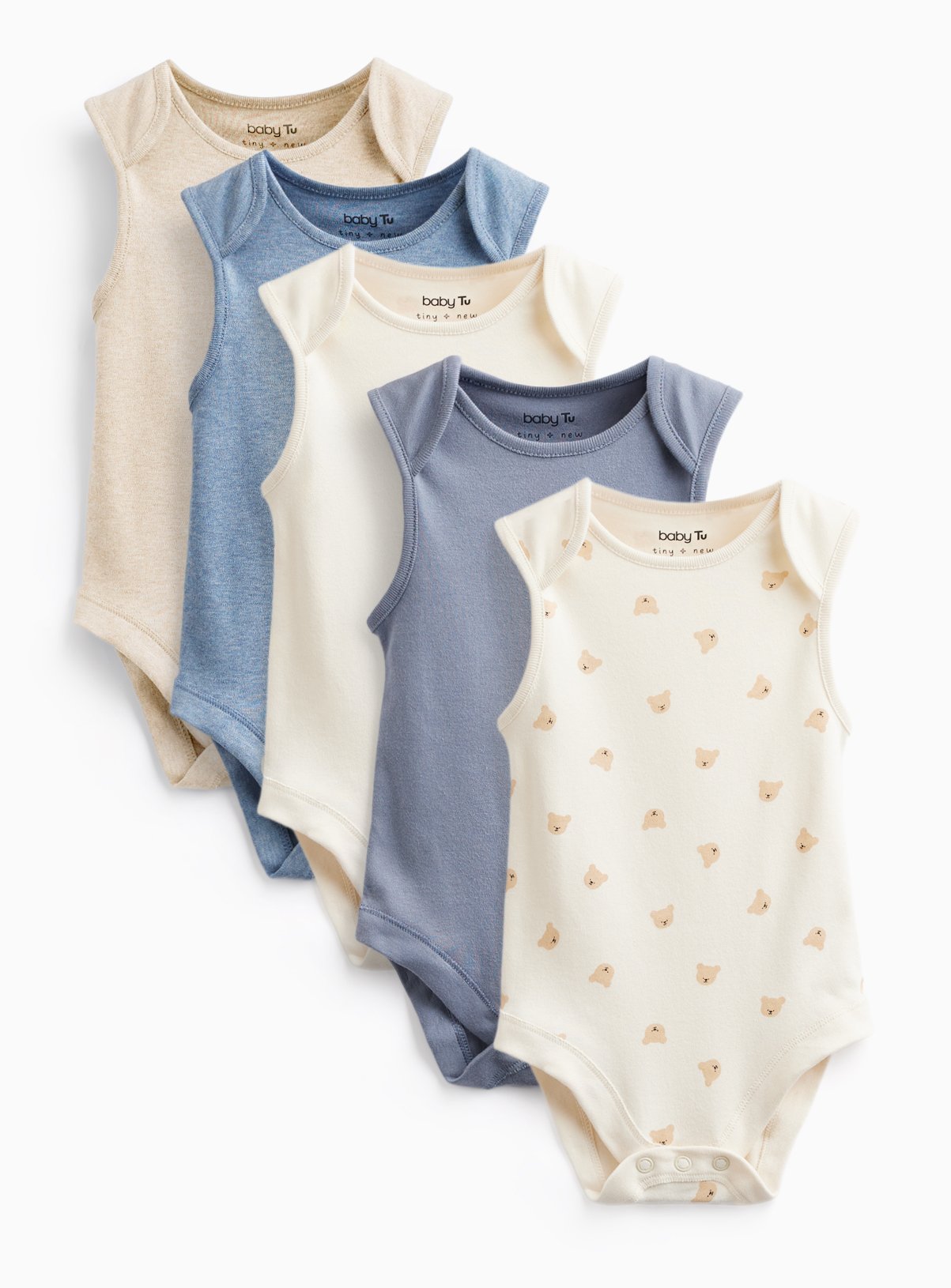 Blue Sleeveless Bodysuit 5 Pack 2-3 years