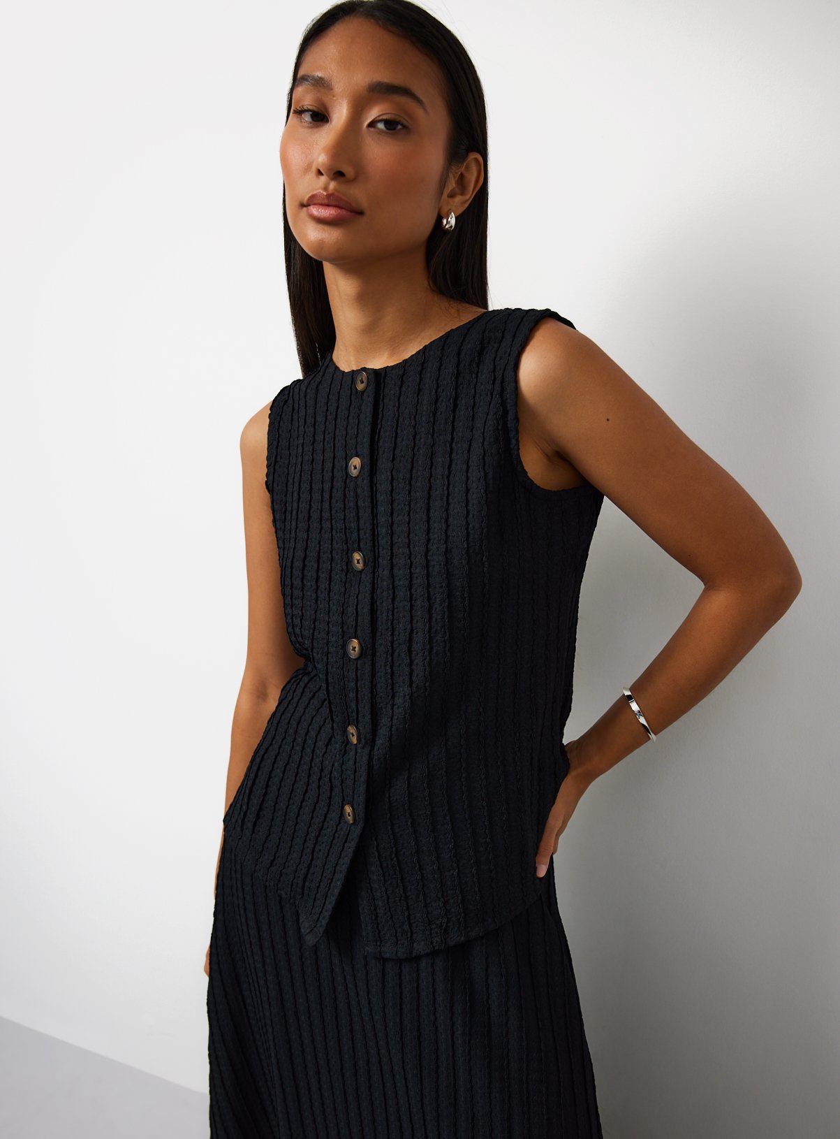 Black Textured Waistcoat 12
