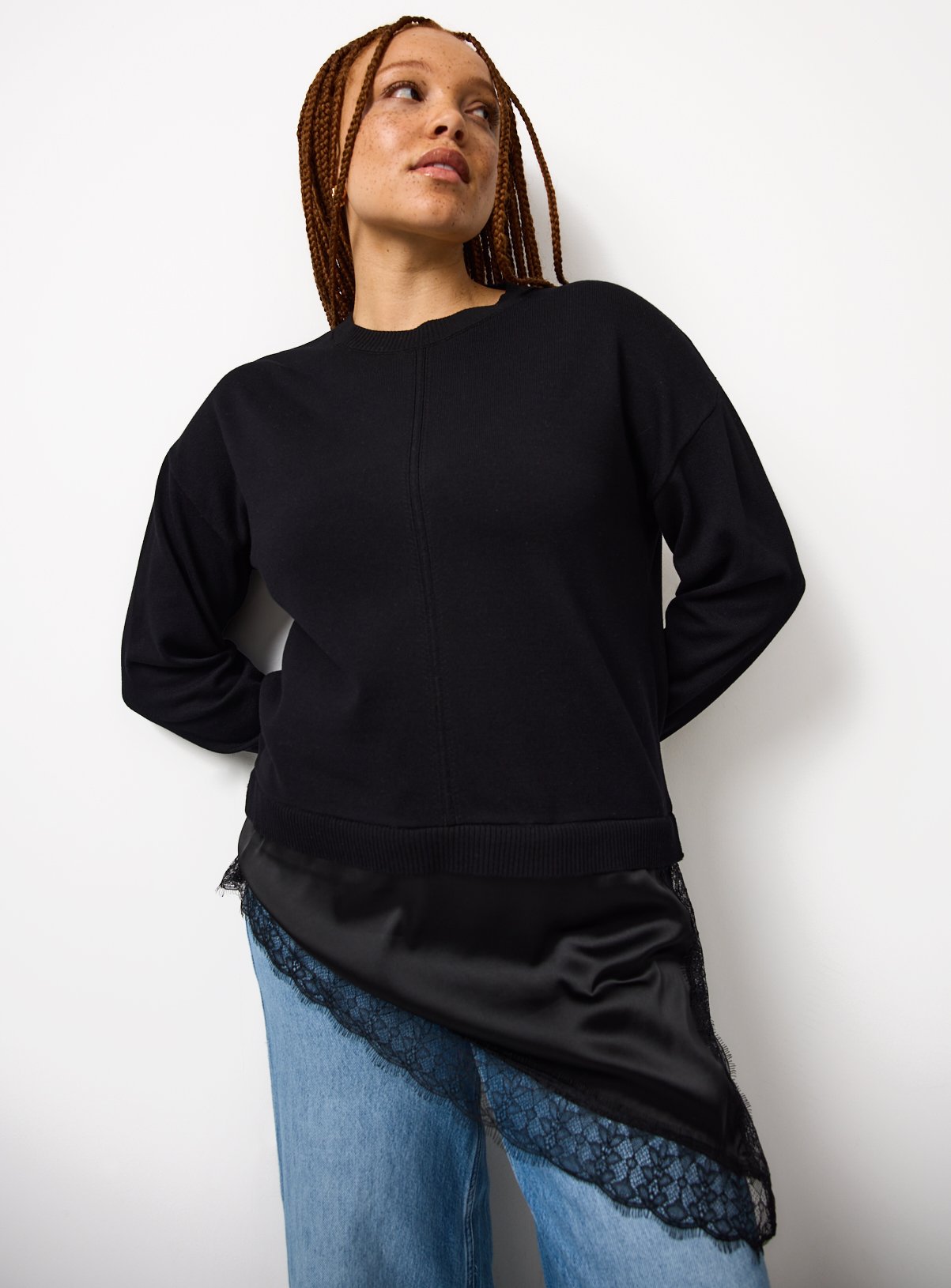 2in1 Black Lace Long Sleeve Top