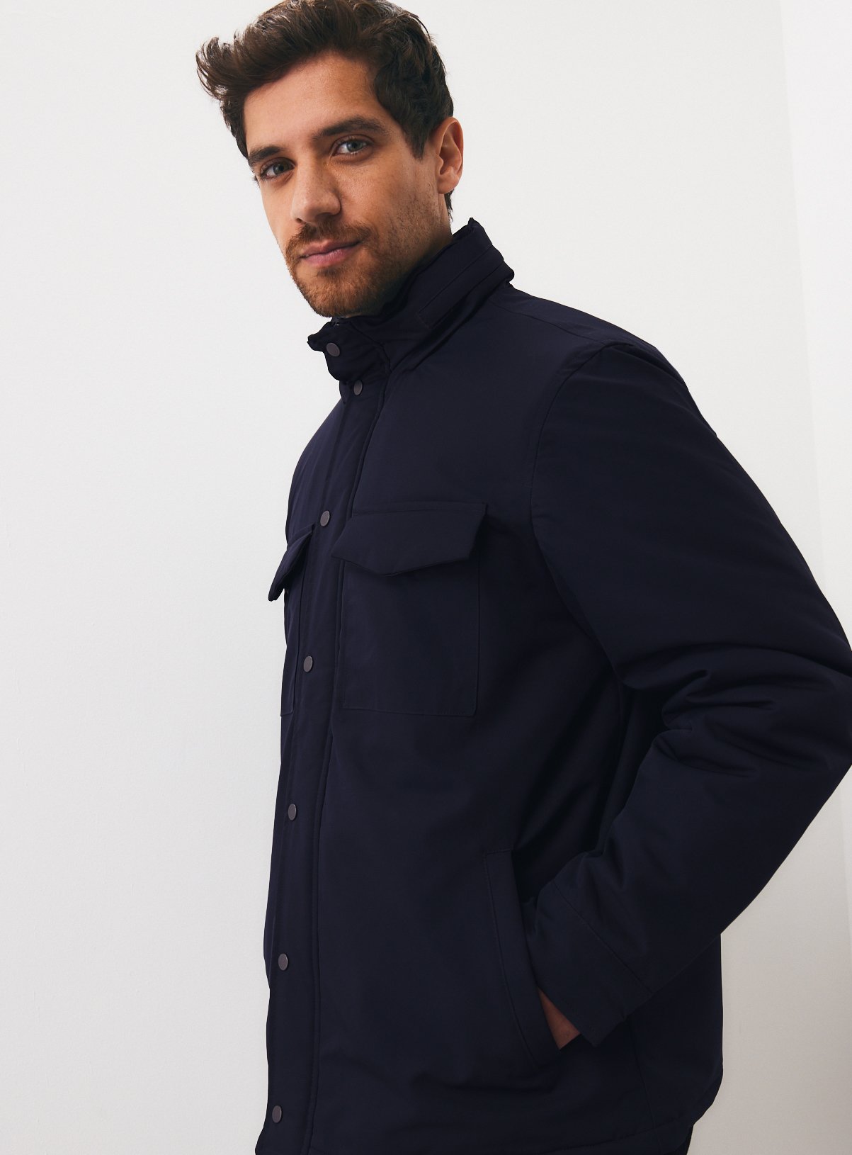 Navy Hooded Aviator Jacket 