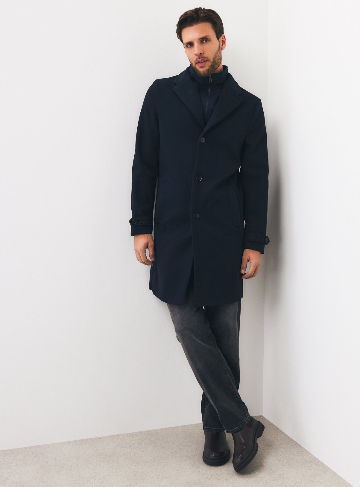 Navy Longline Coat 